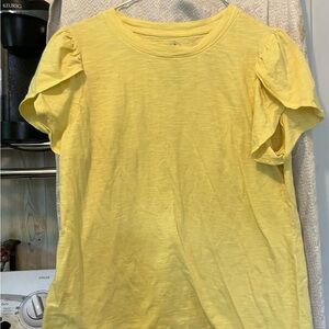 Yellow Women’s Top with Ruffled Sleeves